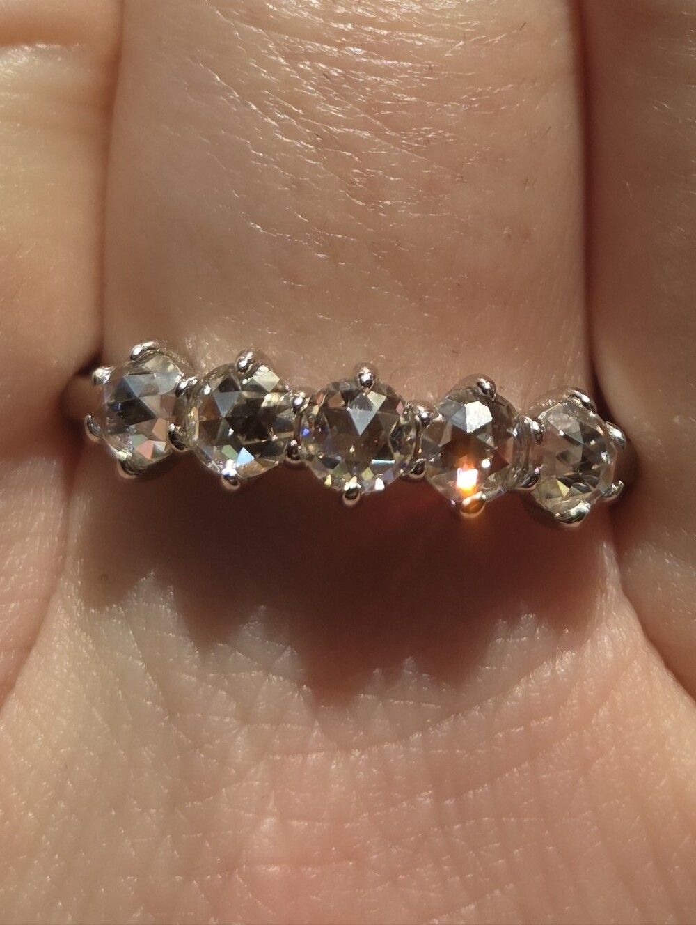 Kuololit 1.5 CTW Rose Cut Moissanite Ring Sterling Silver - Picture 5 of 7